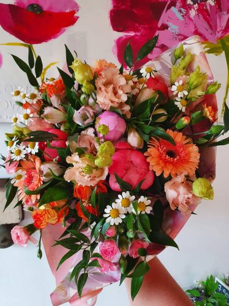 Bouquet floral réalisé au cours d'un atelier floral à Arnas