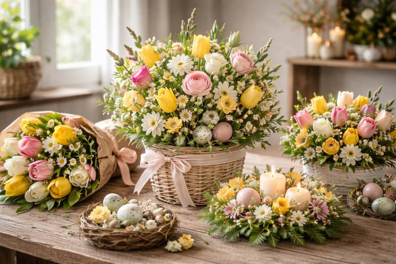 Vente de bouquets de fleurs fraîches pour Pâques à Arnas