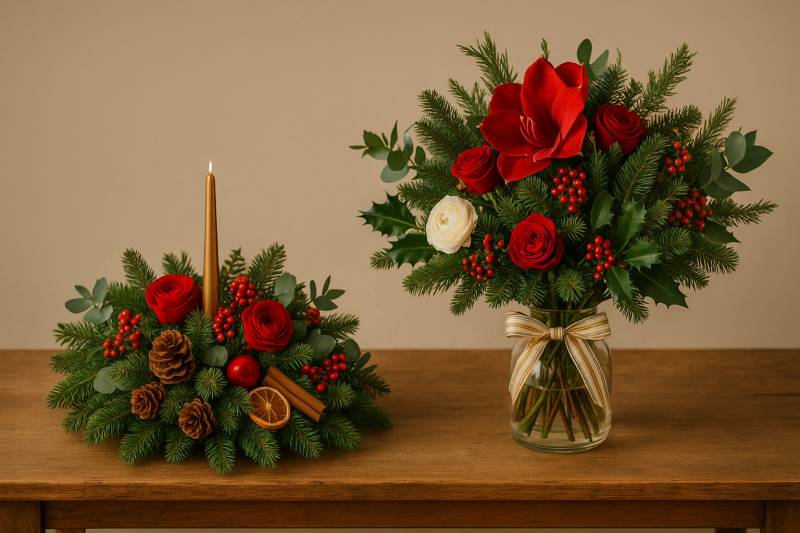 Bouquets et centres de table de Noël à Arnas