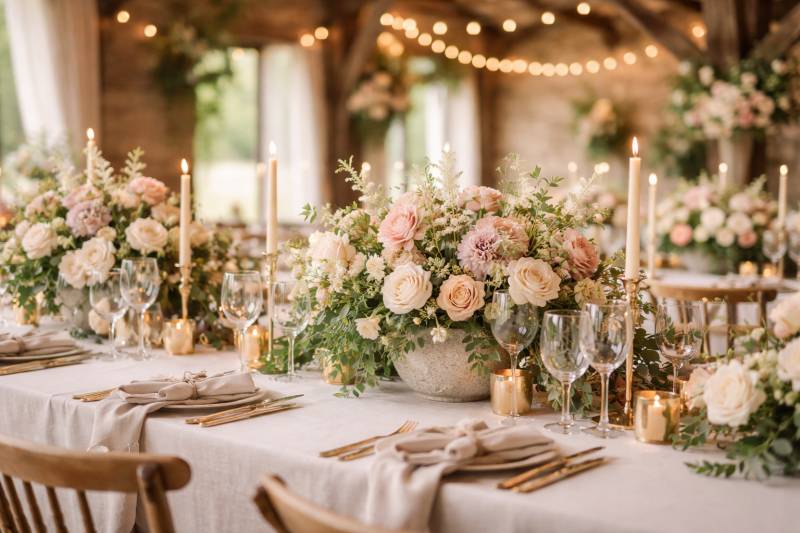 Centres de table mariage dans le Beaujolais