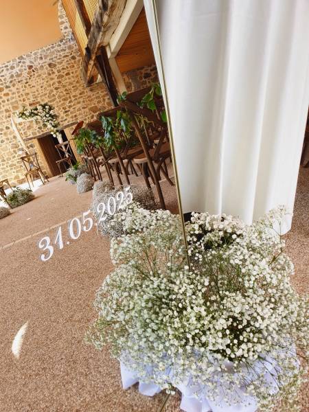 Décoration champêtre pour un mariage vers Villefranche sur Saone